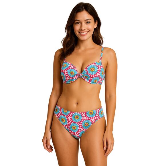 Women’s Floral Bikini Set Size XL Pink & Blue Daisy Print – NWT - Picture 1 of 5